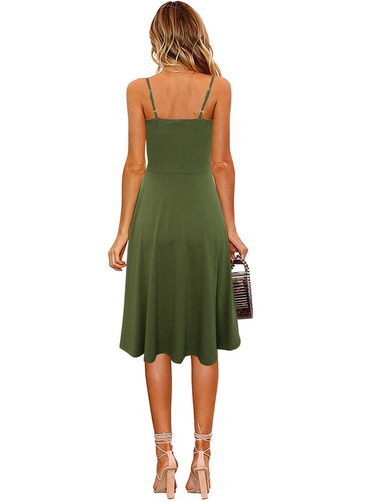 Women's Cotton A-Line Button Down Midi Sundress