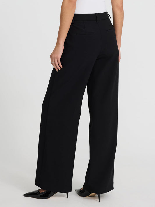 Women's Mid-Rise Relaxed Straight Stretch Trouser Pants
