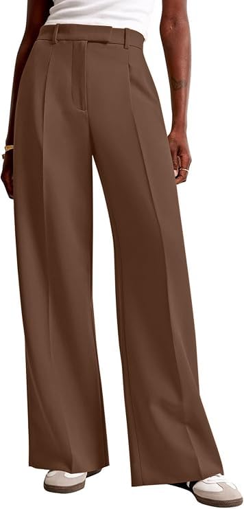 High-Waisted Wide Leg Business Casual Pants with Pockets