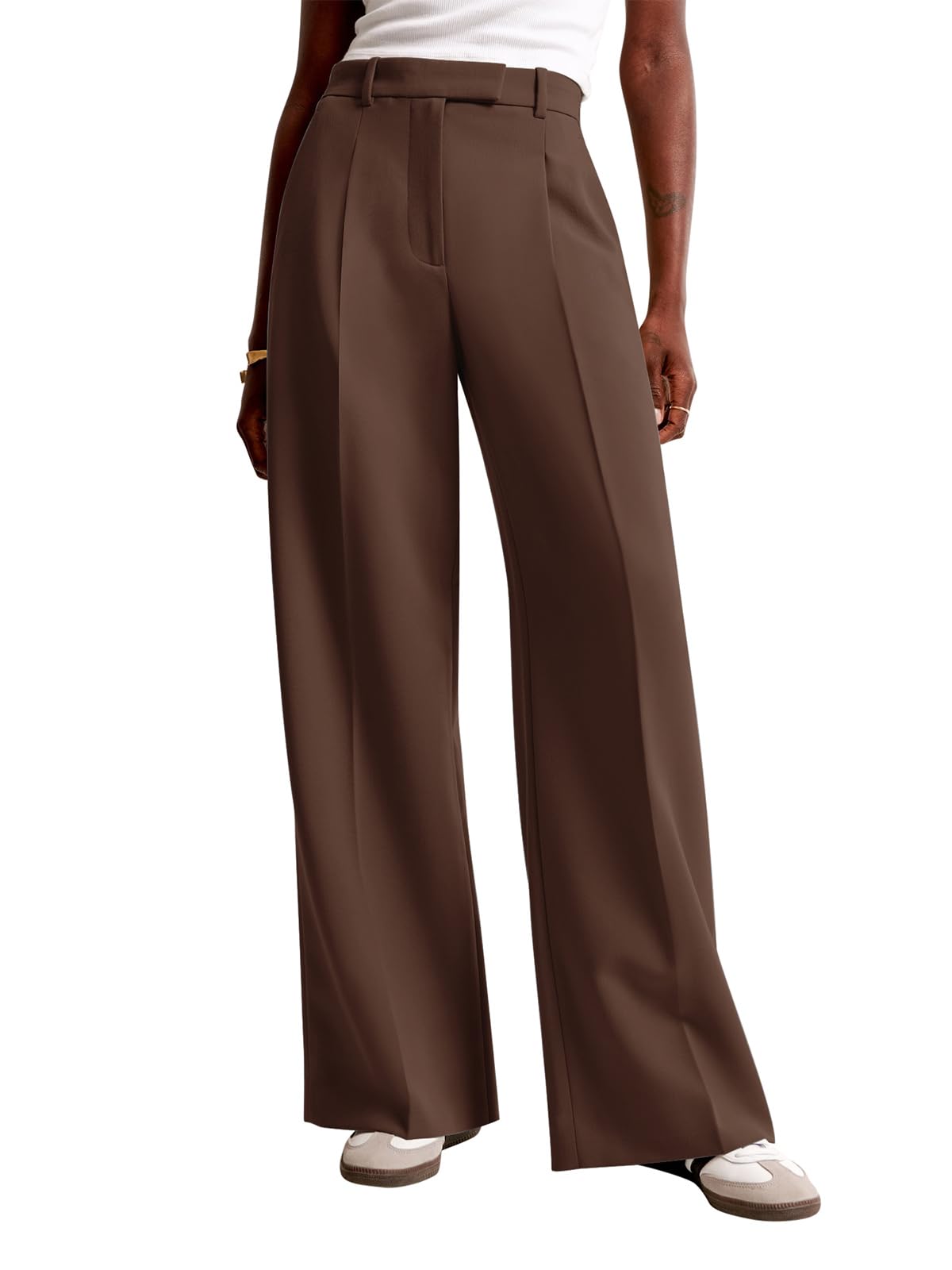 High-Waisted Wide Leg Business Casual Pants with Pockets