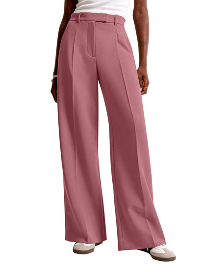High-Waisted Wide Leg Business Casual Pants with Pockets