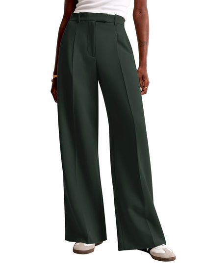 High-Waisted Wide Leg Business Casual Pants with Pockets