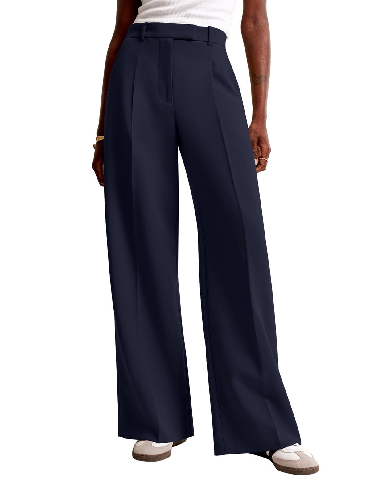 High-Waisted Wide Leg Business Casual Pants with Pockets