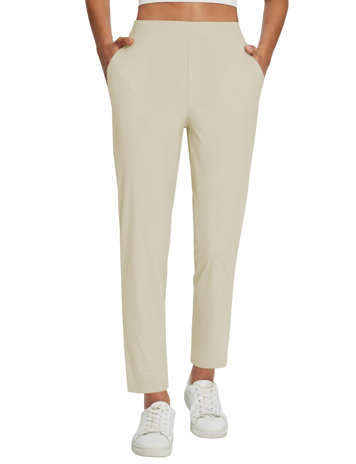 Lightweight Stretch Travel Ankle Pants with Zipper Pockets