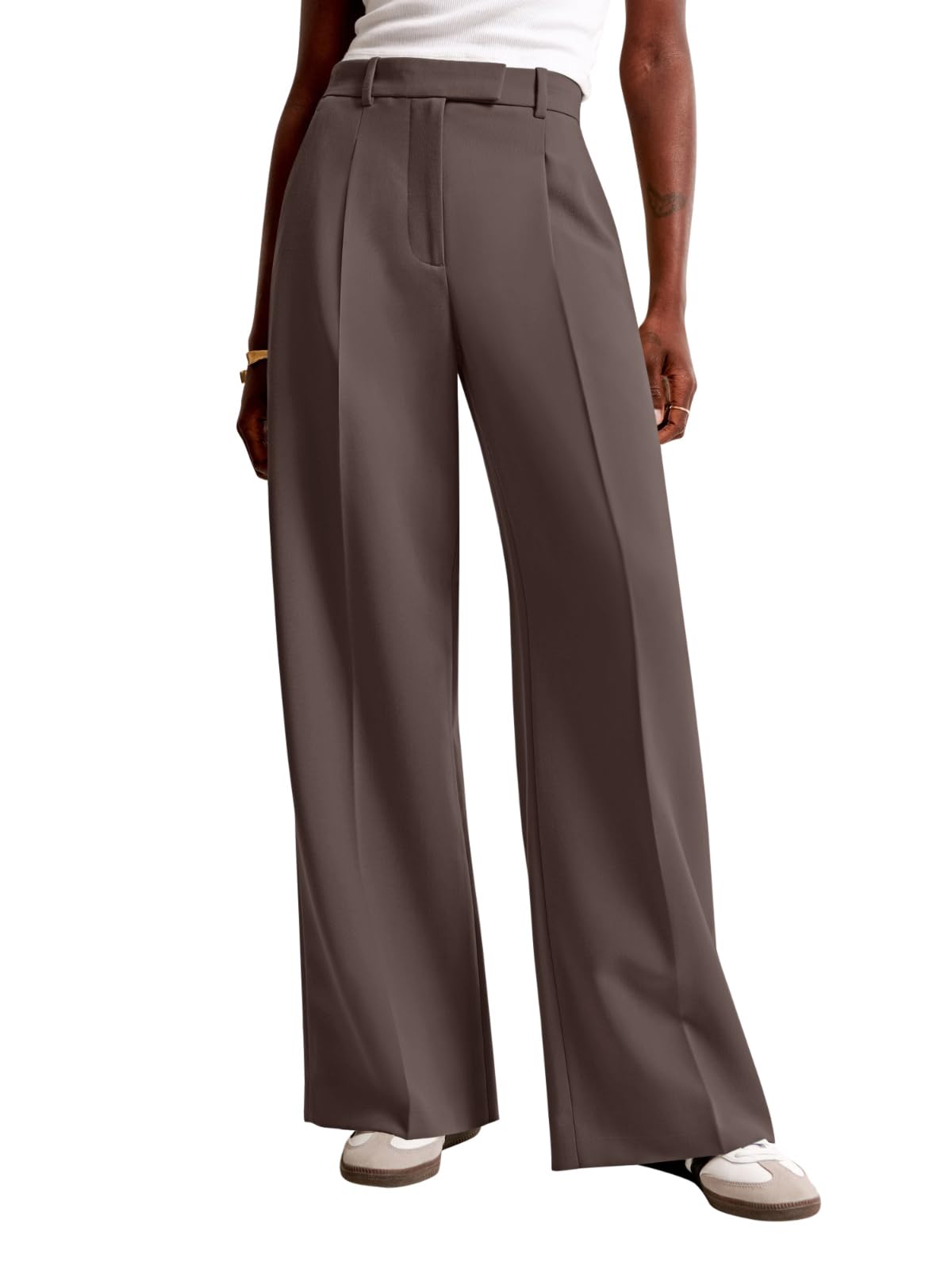 High-Waisted Wide Leg Business Casual Pants with Pockets
