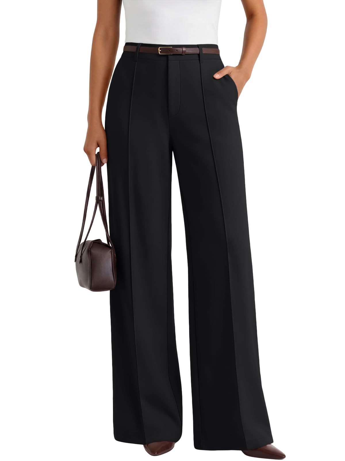 Women's High-Waisted Stretch Wide-Leg Work Trousers
