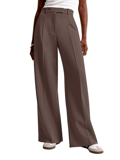 High-Waisted Wide Leg Business Casual Pants with Pockets