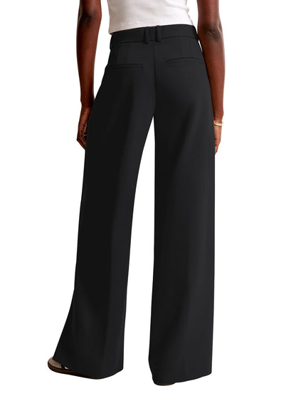 High-Waisted Wide Leg Business Casual Pants with Pockets