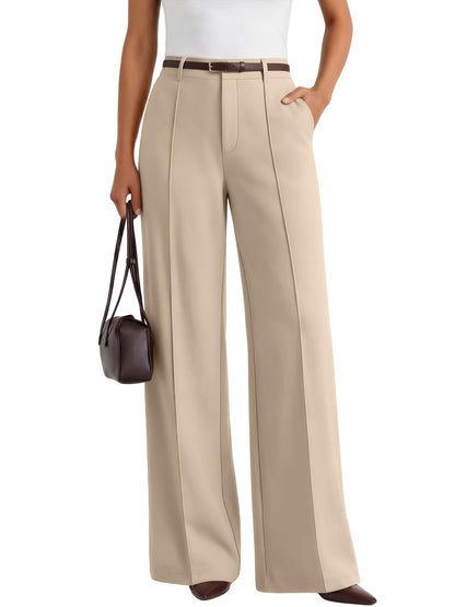 Women's High-Waisted Stretch Wide-Leg Work Trousers
