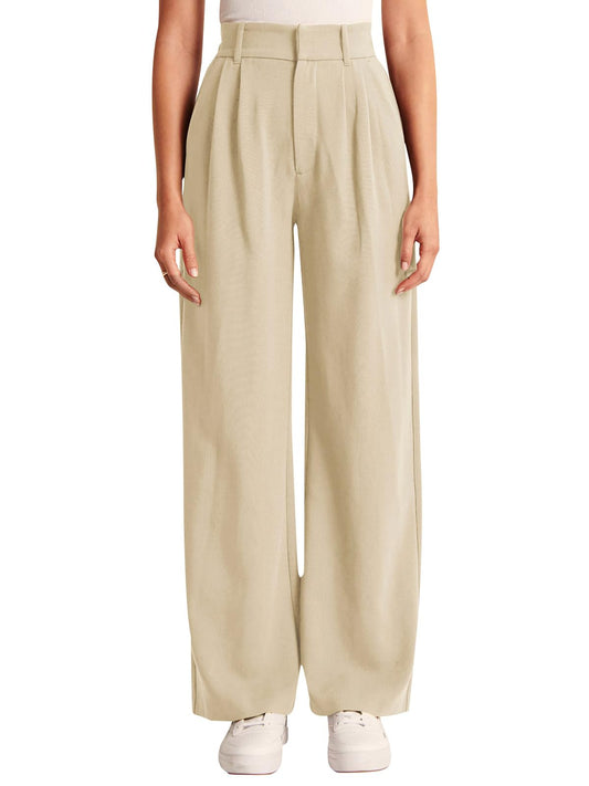 High-Waisted Business Casual Work Pants with Pockets