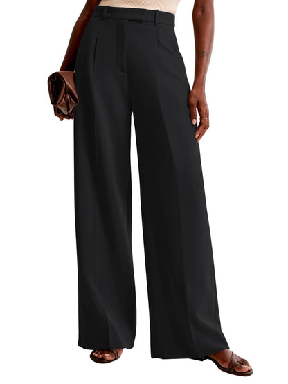 High-Waisted Wide Leg Business Casual Pants with Pockets