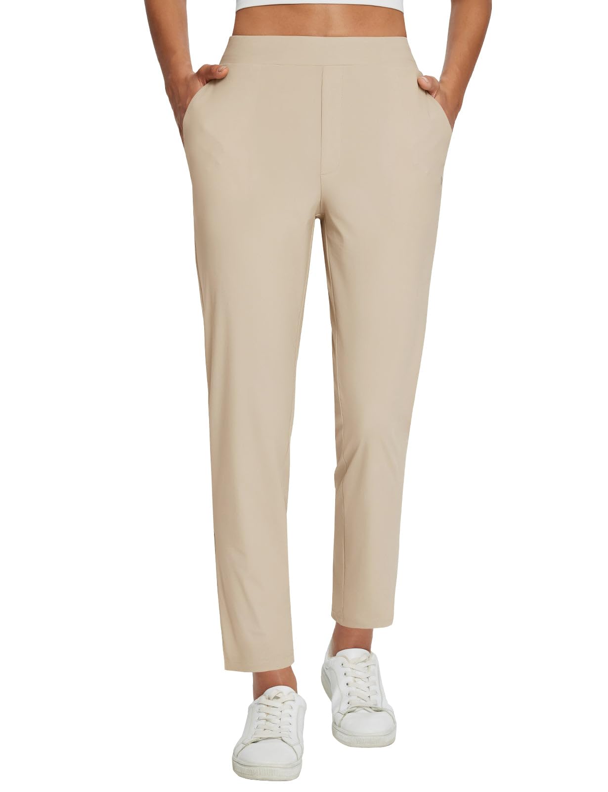 Lightweight Stretch Travel Ankle Pants with Zipper Pockets