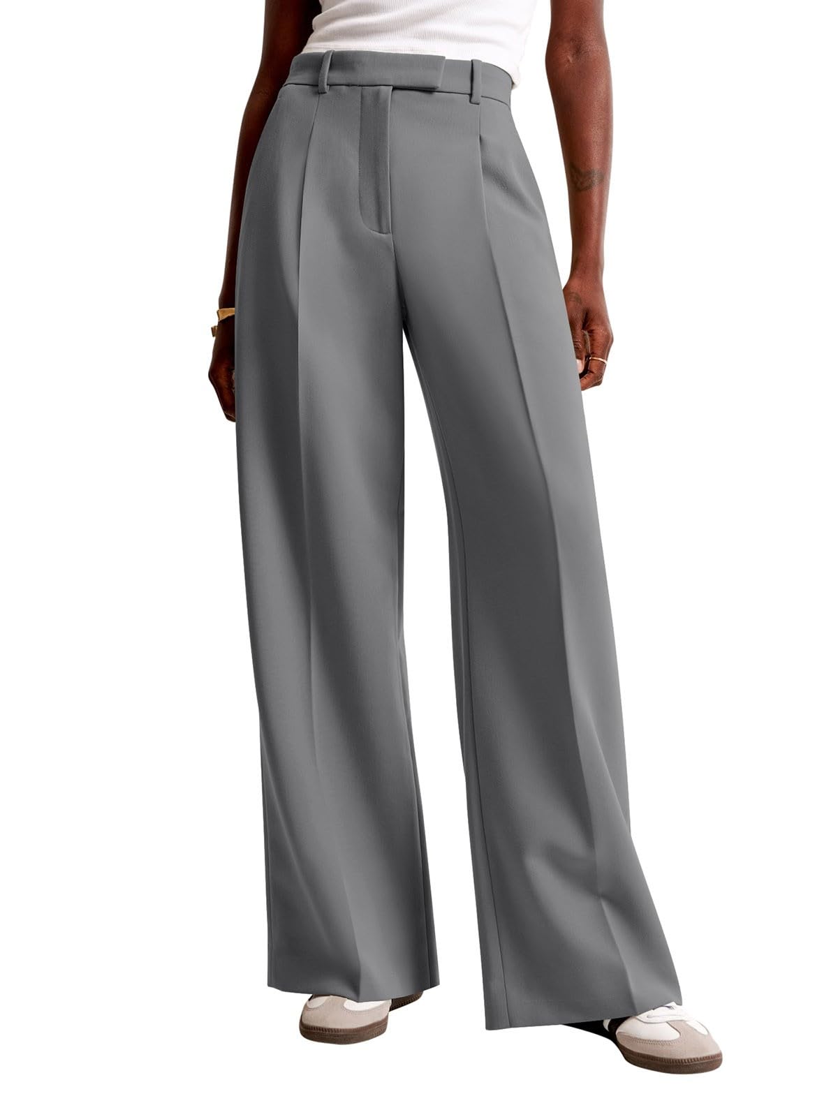 High-Waisted Wide Leg Business Casual Pants with Pockets