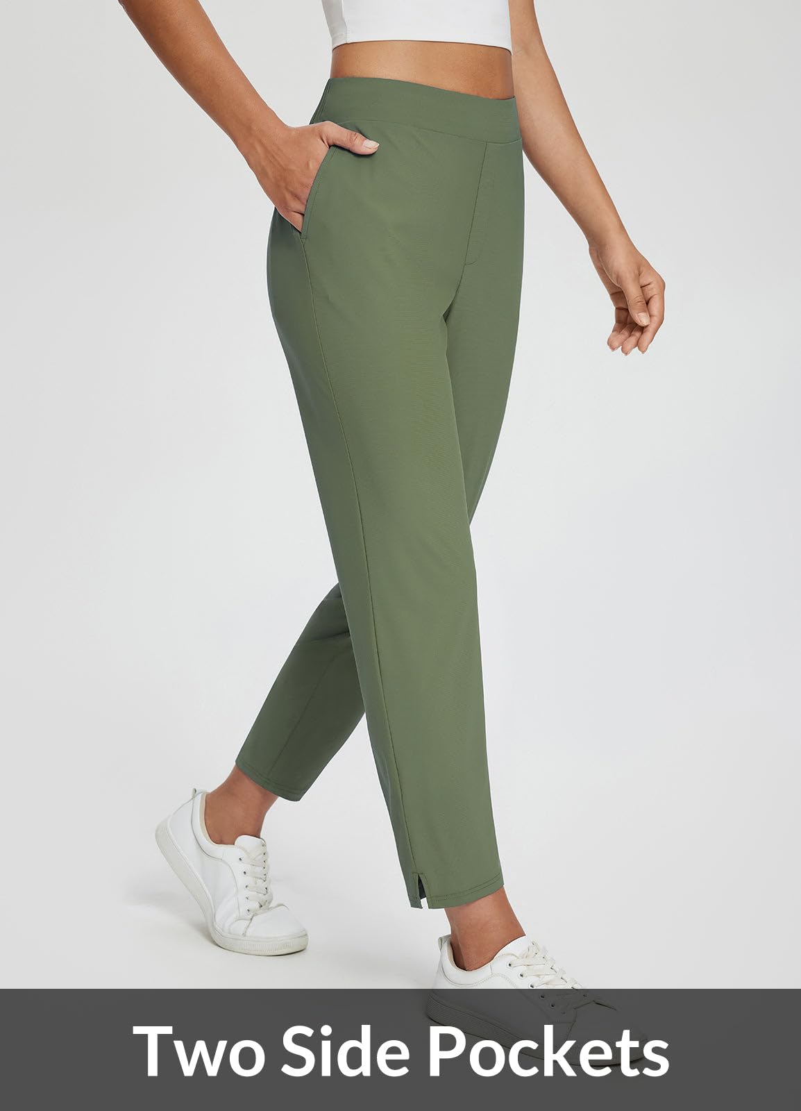Lightweight Stretch Travel Ankle Pants with Zipper Pockets
