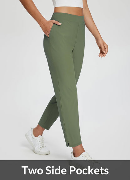 Lightweight Stretch Travel Ankle Pants with Zipper Pockets