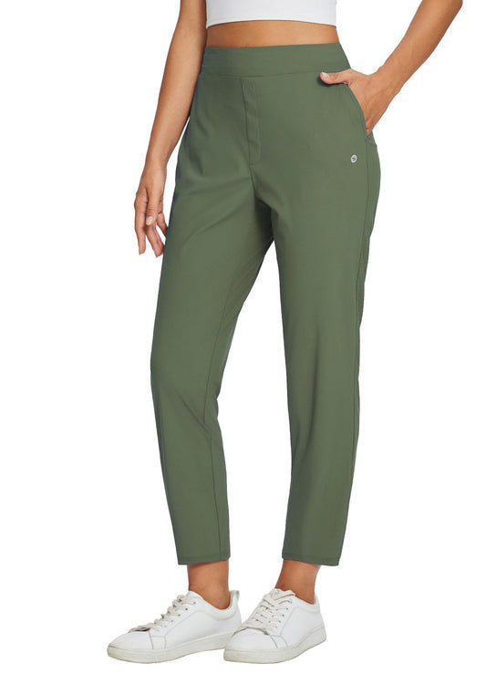 Lightweight Stretch Travel Ankle Pants with Zipper Pockets