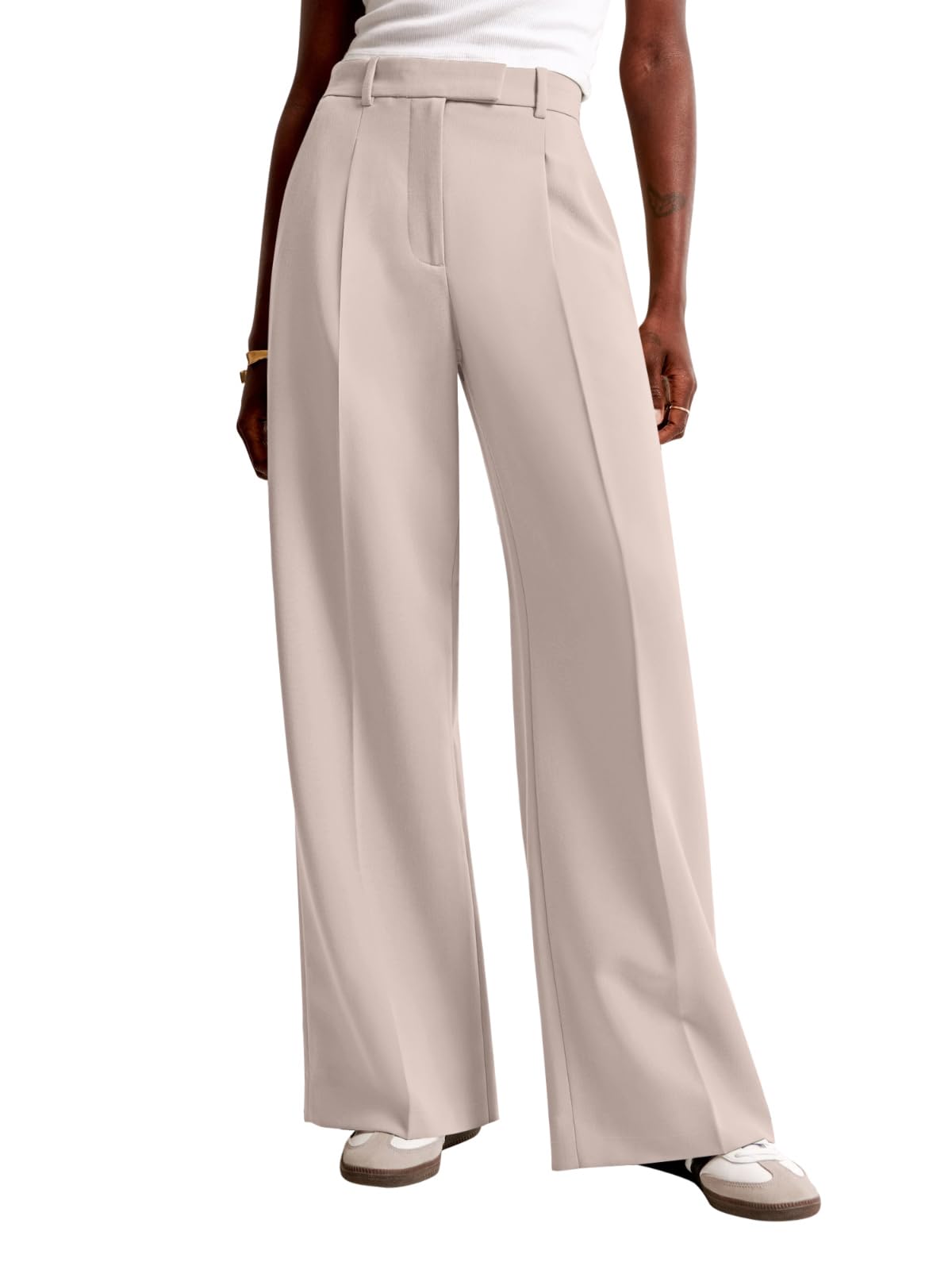 High-Waisted Wide Leg Business Casual Pants with Pockets