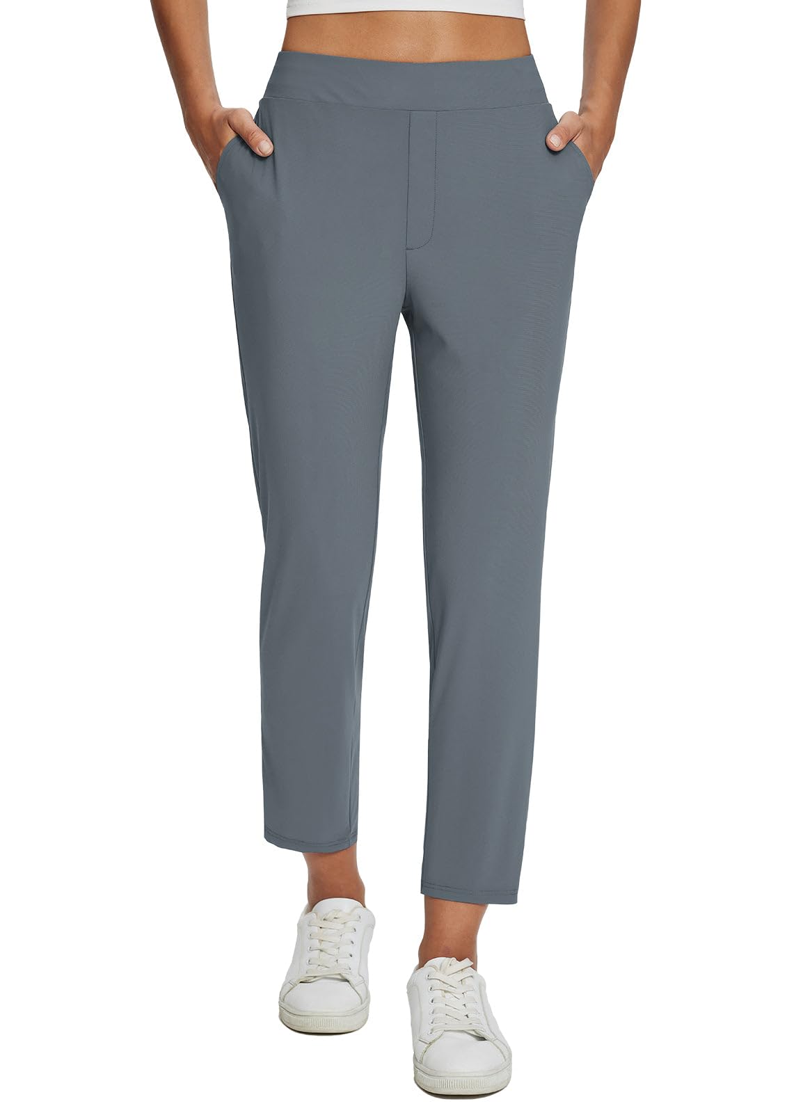 Lightweight Stretch Travel Ankle Pants with Zipper Pockets