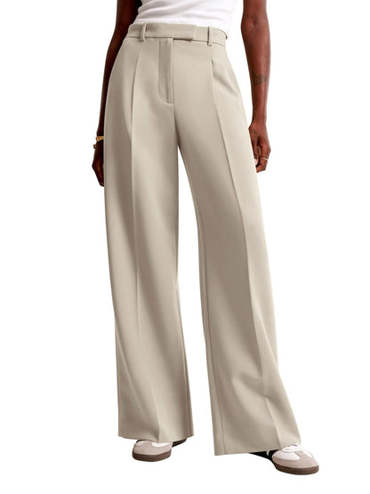 High-Waisted Wide Leg Business Casual Pants with Pockets