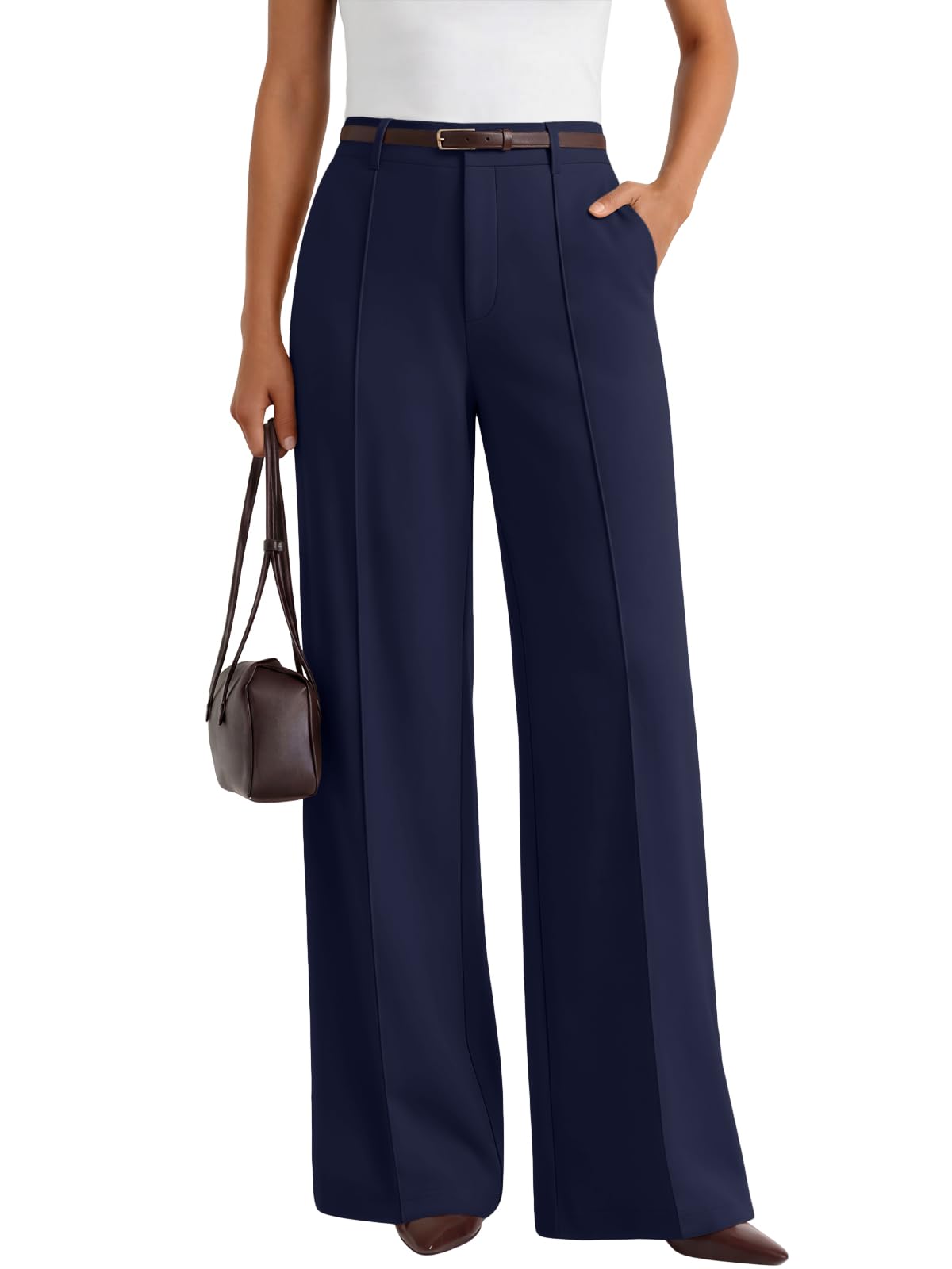 Women's High-Waisted Stretch Wide-Leg Work Trousers