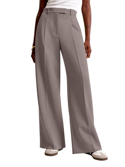 High-Waisted Wide Leg Business Casual Pants with Pockets