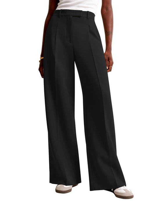 High-Waisted Wide Leg Business Casual Pants with Pockets