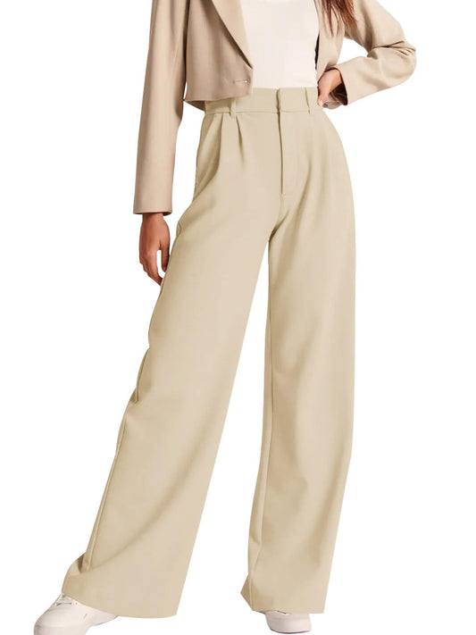 High-Waisted Business Casual Work Pants with Pockets