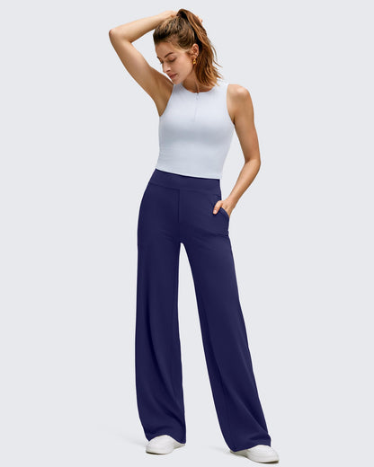High Stretch Wide Leg Soft Casual Yoga Pants with Pockets