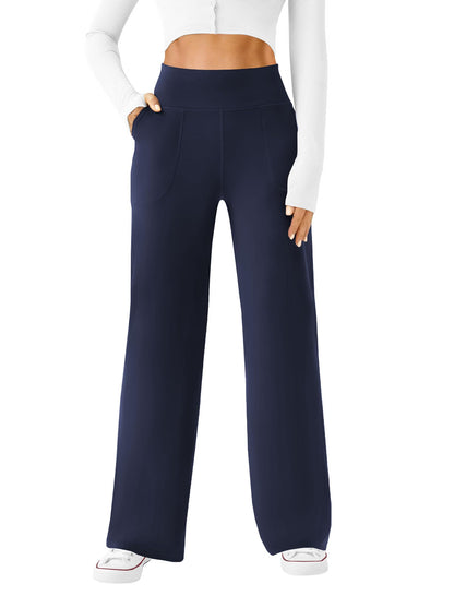 High-Waisted Wide Leg Casual Work Yoga Pants with Pockets
