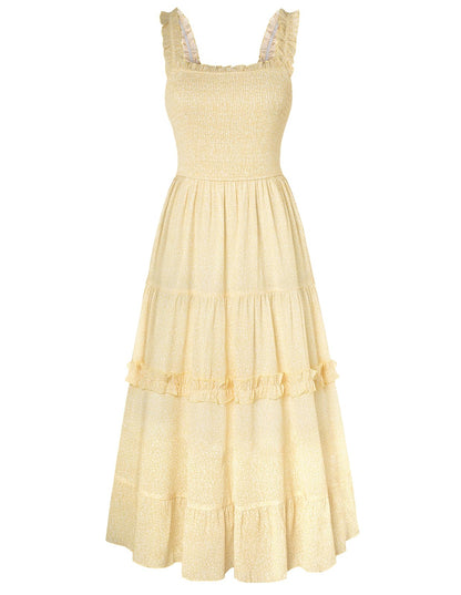 Women's Floral Smocked Cottagecore Flowy Sundress