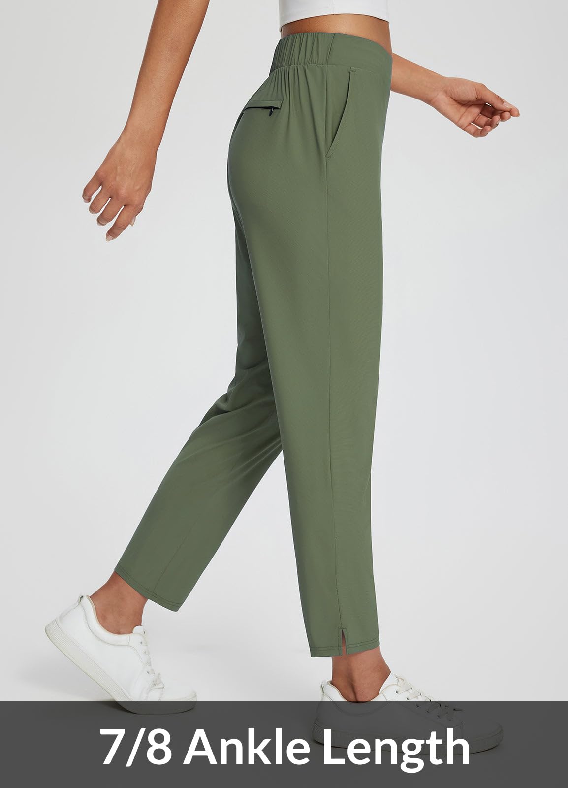 Lightweight Stretch Travel Ankle Pants with Zipper Pockets