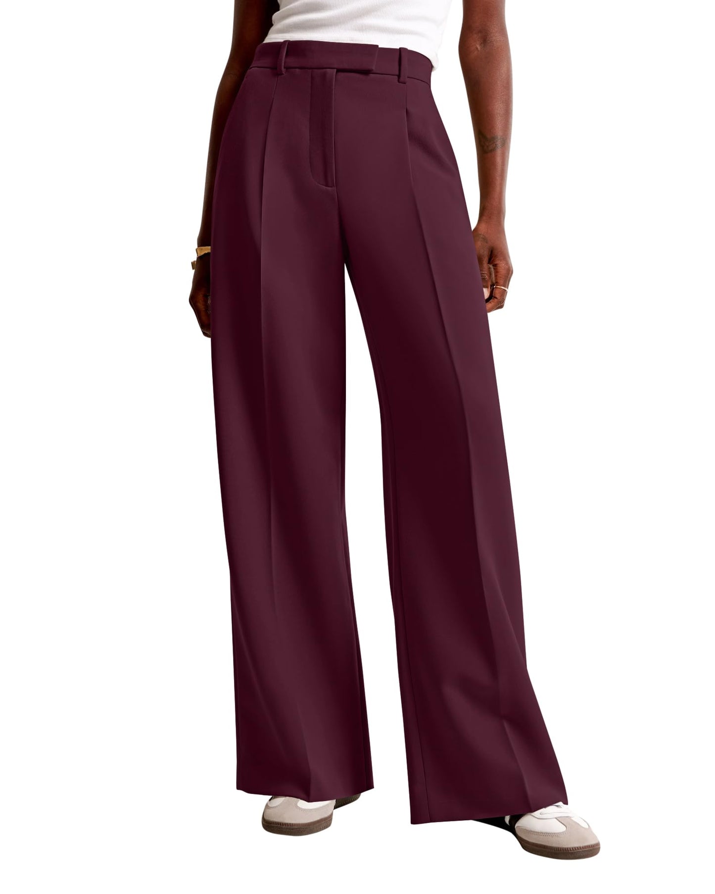 High-Waisted Wide Leg Business Casual Pants with Pockets