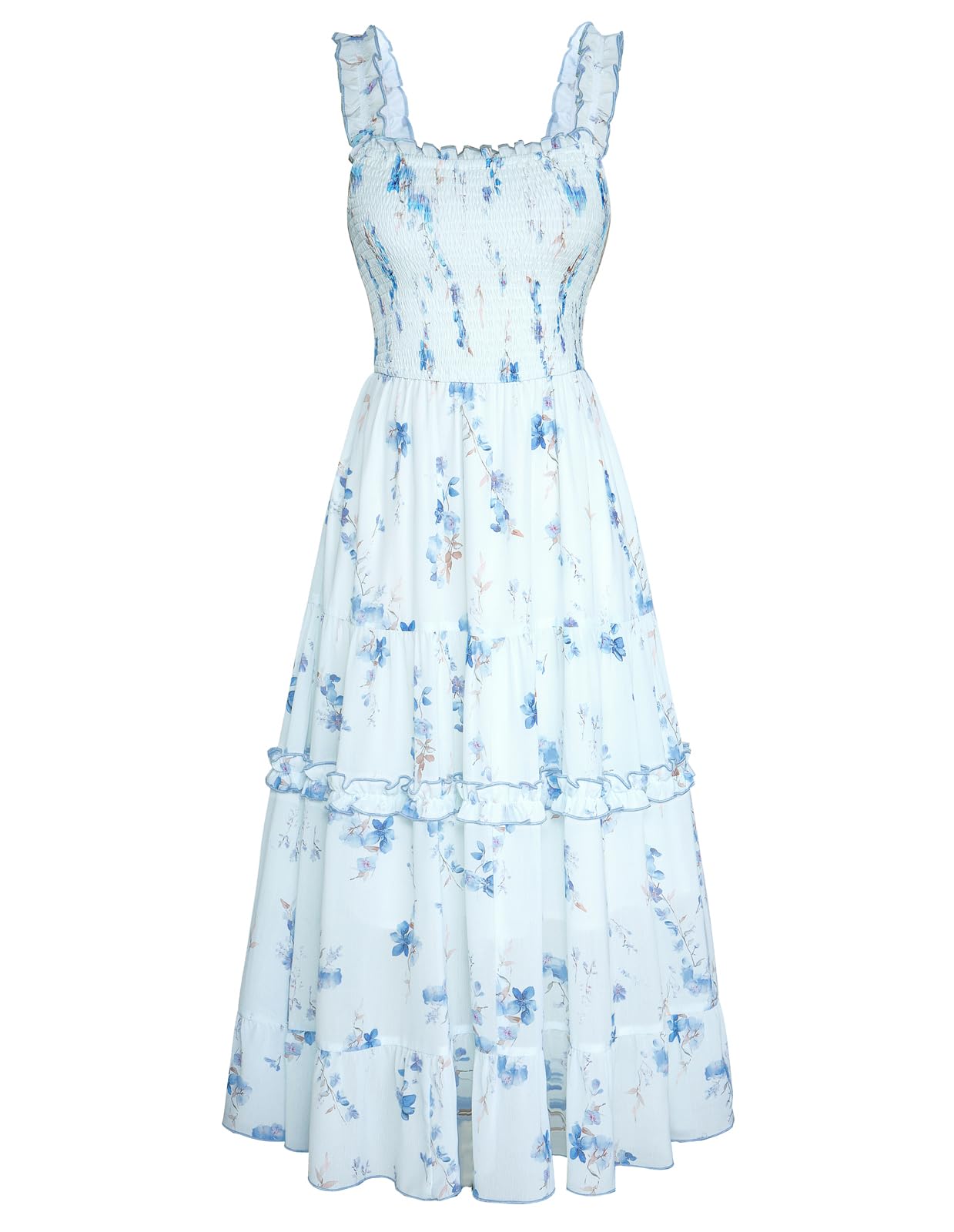 Women's Floral Smocked Cottagecore Flowy Sundress