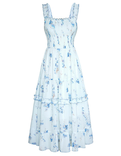 Women's Floral Smocked Cottagecore Flowy Sundress