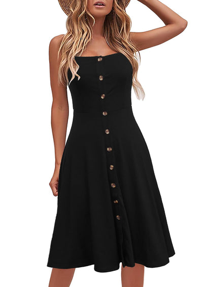 Women's Cotton A-Line Button Down Midi Sundress
