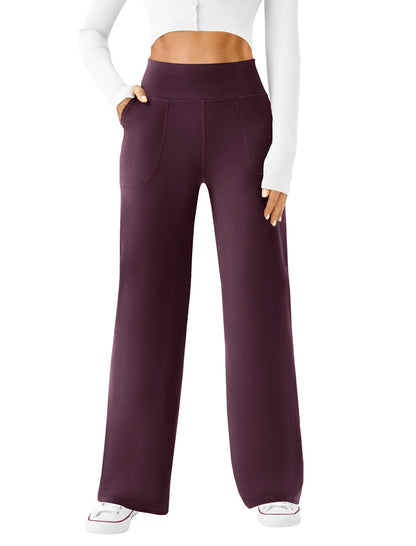 High-Waisted Wide Leg Casual Work Yoga Pants with Pockets