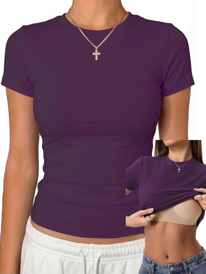 Cotton Jersey Built-In Bra Fitted Everyday T-Shirt