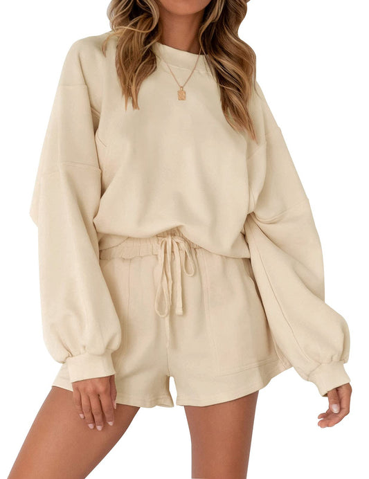 Oversized Batwing Sleeve Top and Shorts Lounge Set