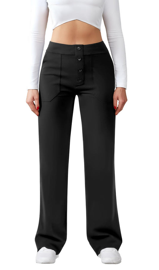 High Waist Straight Leg Stretch Business Work Pants