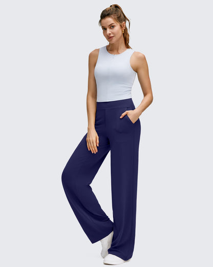 High Stretch Wide Leg Soft Casual Yoga Pants with Pockets