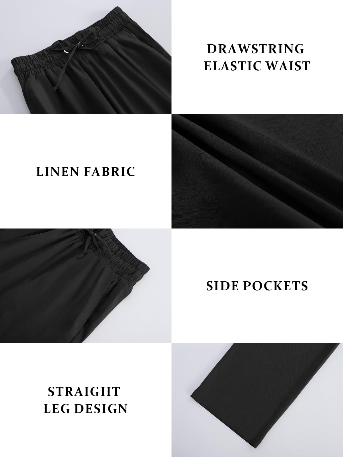 High Waist Drawstring Straight Leg Linen Lounge Pants