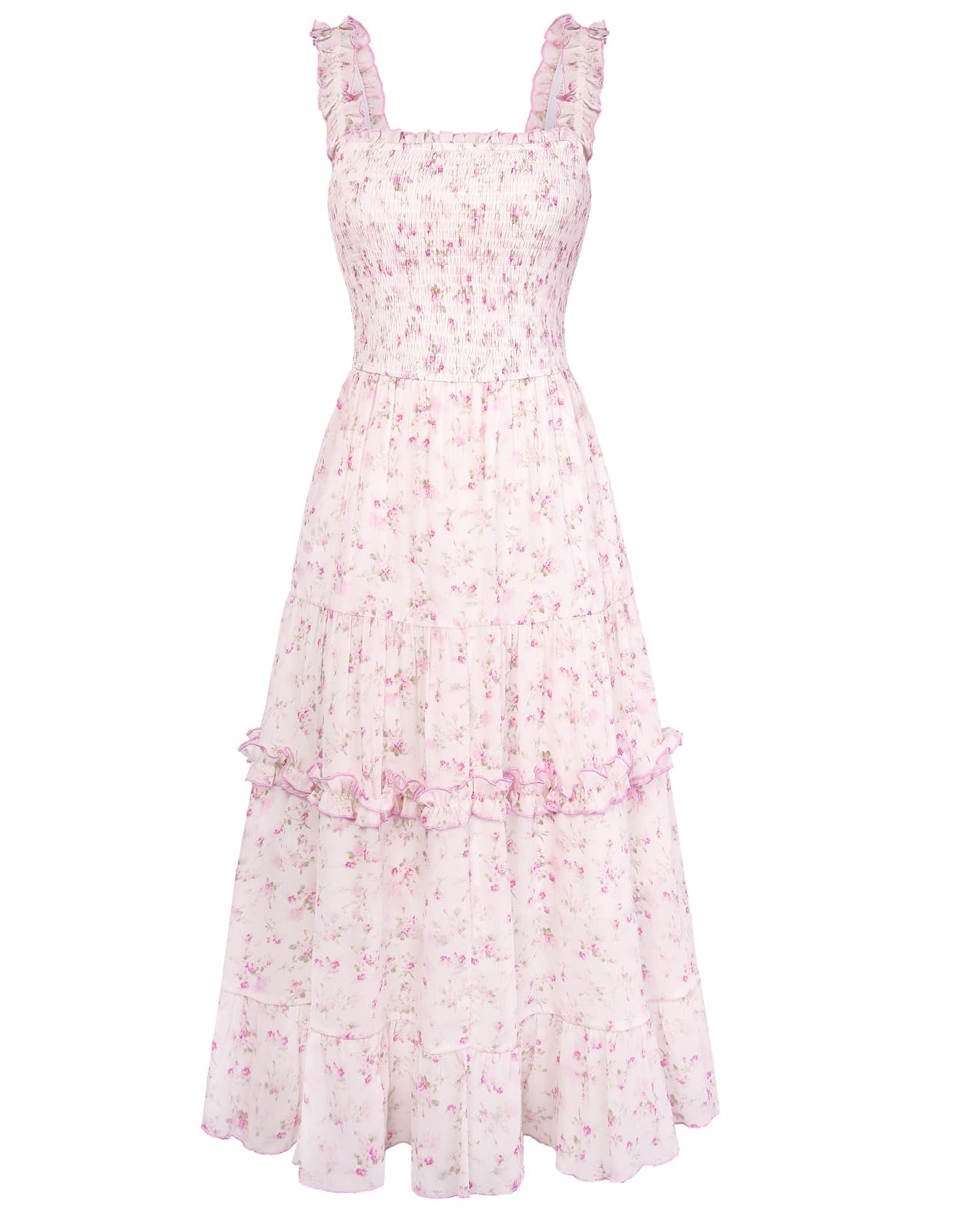 Women's Floral Smocked Cottagecore Flowy Sundress