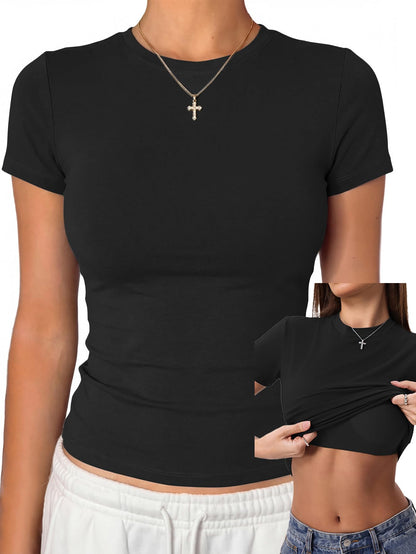 Cotton Jersey Built-In Bra Fitted Everyday T-Shirt