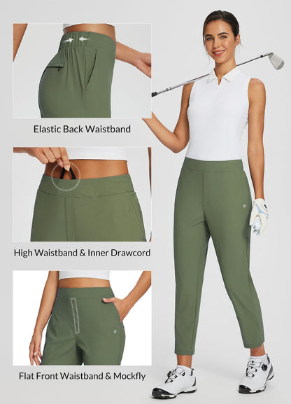 Lightweight Stretch Travel Ankle Pants with Zipper Pockets
