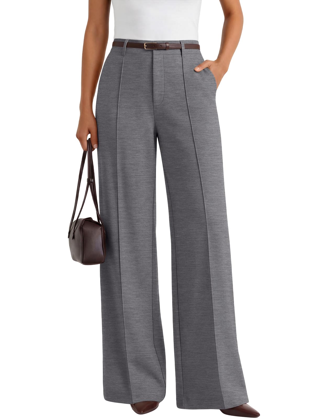 Women's High-Waisted Stretch Wide-Leg Work Trousers