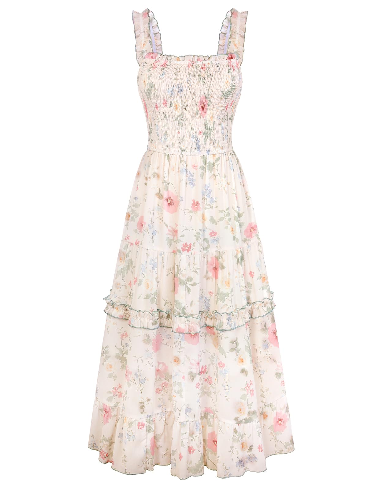 Women's Floral Smocked Cottagecore Flowy Sundress