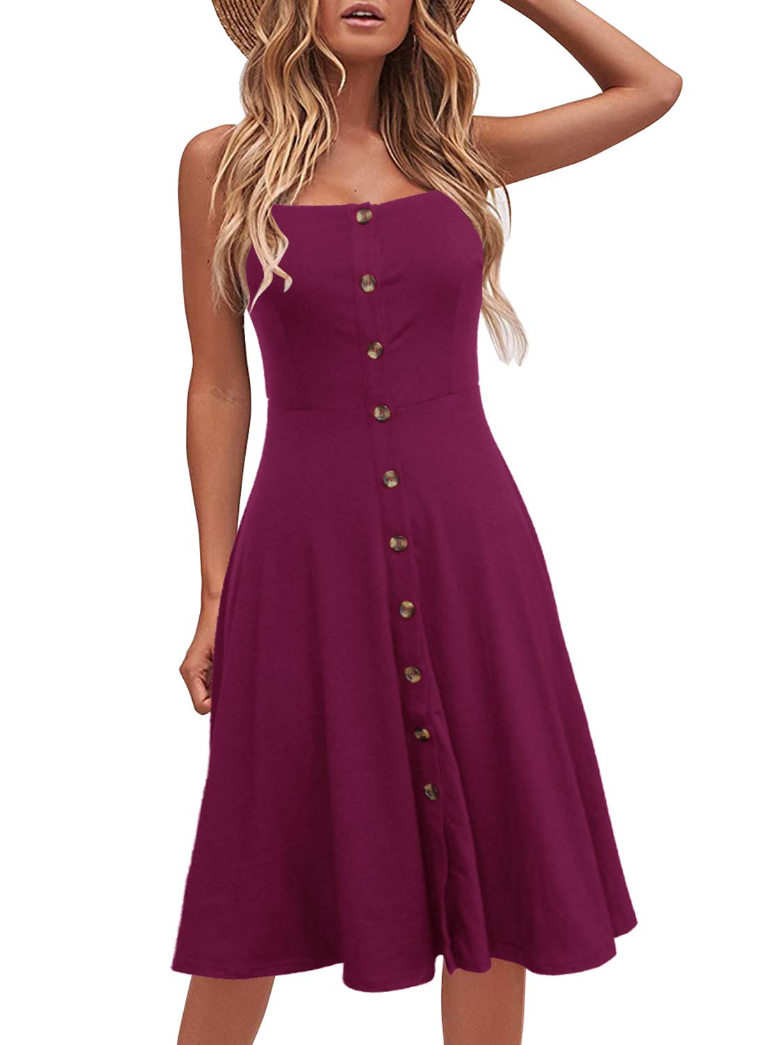 Women's Cotton A-Line Button Down Midi Sundress