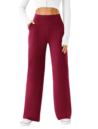 High-Waisted Wide Leg Casual Work Yoga Pants with Pockets
