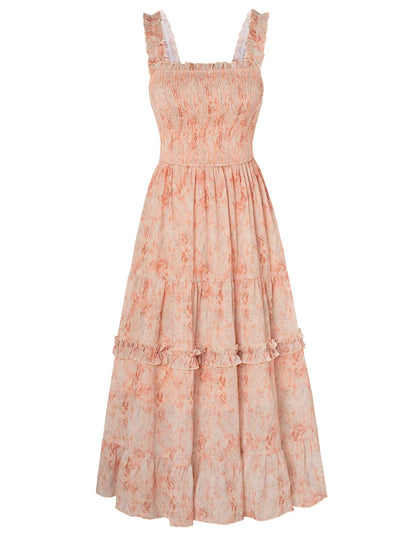 Women's Floral Smocked Cottagecore Flowy Sundress