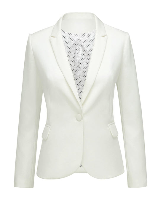 Women's Notched Lapel Button Work Blazer Jacket